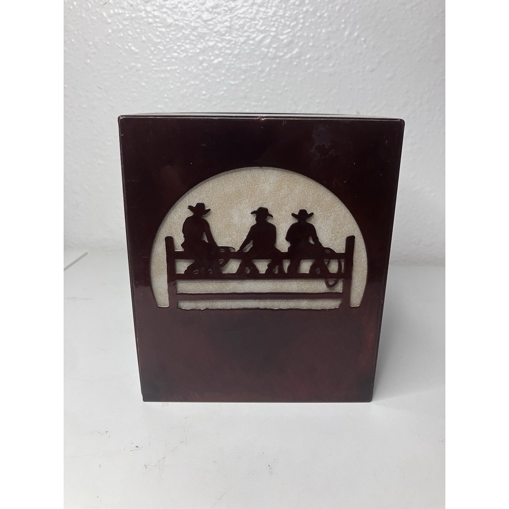 Rustic Copper Tone Metal Cowboy Ranch Western Inspired Tissue Box Holder